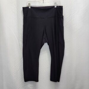 Old Navy Powersoft Crop Leggings Womens 2X Black Plus Capri Side Pocket Gym Z03X